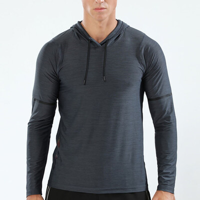 

Toponeto Men Fitness Print Long Sleeve Hooded Bodybuilding Tight-drying Tops Blouses
