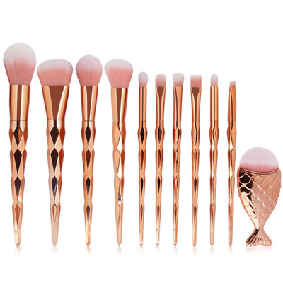 

MAANGE 11Pcs Diamond Rose Gold Makeup Brushes Set Foundation Loose Powder Eyeshadow Lip Brush Kit