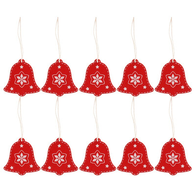 

10PCS Color Painted Wood Christmas Pendants With Burlap Ropes Xmas Holiday Hanging Ornament Crafts