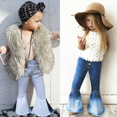 

Fashion Infant Kid Baby Girl Bell-Bottoms Pants Denim Wide Leg Jeans Trousers