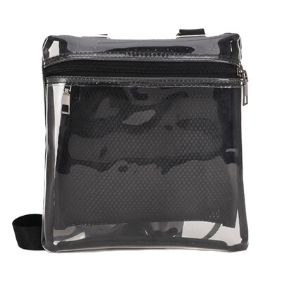 

Fashion Women Wide Strap Transparent PVC Square Zipper Crossbody Shoulder Bag