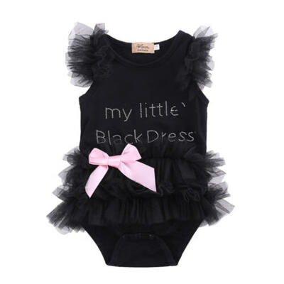 

Newborn Baby Girls My Little Black Dress Lace Tulle Romper Jumpsuit Outfits