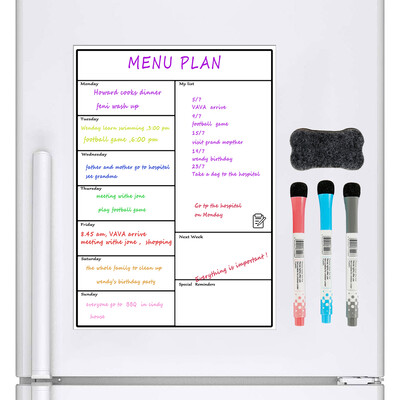 

Magnetic Dry Erase Whiteboard Sheet for Kitchen Fridge Multipurpose Fridge Weekly White Board Calendar for Menu Planning Grocery