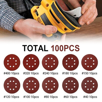 

100PCS Sanding Discs 125mm Wear-Resistant Sandpaper To Fit Makita Bosch Tacklife