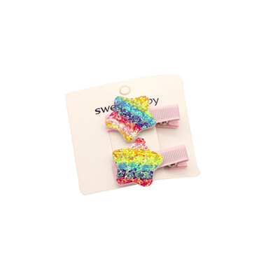 

Rainbow Baby Girl Hair Clips Duckbill Clip Star Heart Crown Shape Hair Pin Set Children Hairpin Princess Hair Accessories