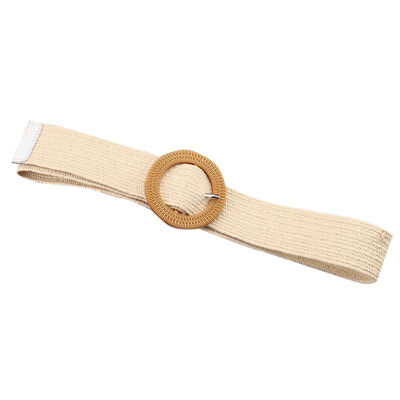 

Women Fashion Cotton And Linen Weaving Round Buckle Belt Girls Casual All-match Belt Dress Decorative Belt Waistband