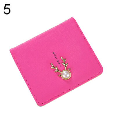 

Antler Feather Bifold Purse Card Cash Holder Women Faux Leather Short Wallet