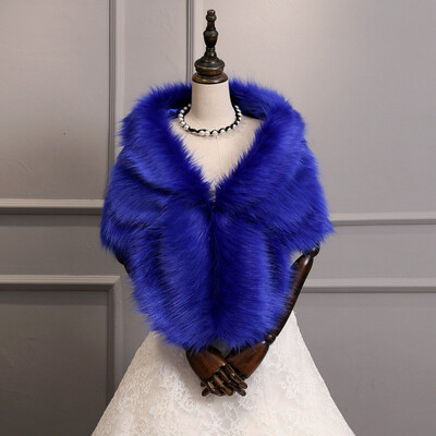 

Faux Fur Collar Cape Shawl Winter Women Solid Long Hair Imitated Fur Scarves Autumn Fashion Irregular Large Shawl