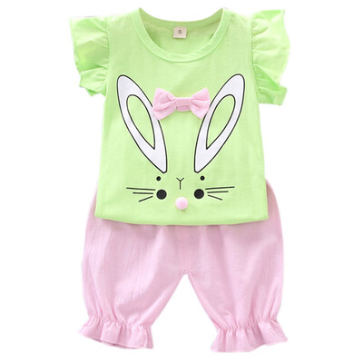 

Baby Girl Clothes 2019 Hot Summer New Girls Clothing Sets Rabbit Pattern T-shirt TopsShorts Suits Casual Outfits Sets
