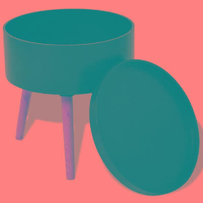 

Side Table with Serving Tray Round 156"x175" Black