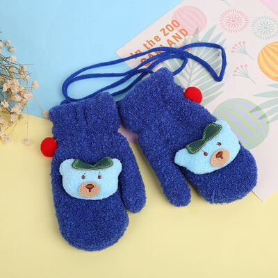 

1 Pair Winter Cute Cartoon Thicken Warm Fleece Infant Baby Boys Girls Mittens Gloves Mittens Toddler Kids Full Finger Gloves