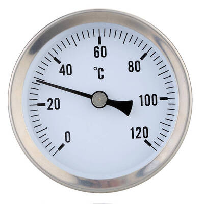 

Heating Hot Water Pipe 120º Stainless Steel Thermometer Bimetal Pipe Temperature Water-proof 63mm Dial Temp Gauge