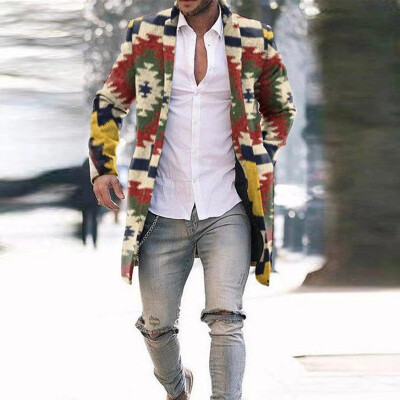

Mens Winter Trench Coat Colorful Wool Warm Outwear Long Jacket Casual Overcoat