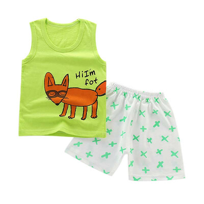 

Boys Girls Sleeveless Clothing Children Summer Clothes Cartoon Clothing Set T-shitPants Cotton Casual Outfits Sets