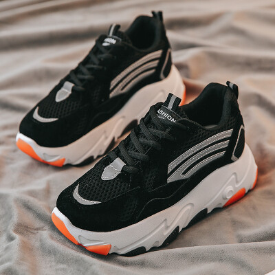 

LZJ Womens Chunky Sneakers 2019 Fashion Women Platform Shoes Lace Up Pink Vulcanize Shoes Womens Female Trainers Dad Shoes