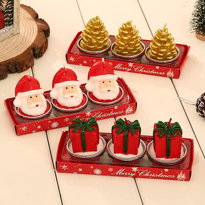 

3pcs Christmas Candles Santa Snowman Pine Cone Candles For Party Decoration Holiday Celebration 145657cm