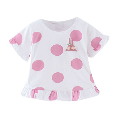 

Kids T-Shirt Baby Girl Summer Cotton Print T-shirt Tops Blouse Flare Sleeve Casual Ruffle Design Tee Shirts