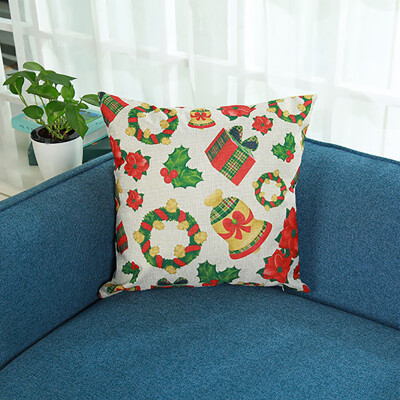 

Tailored Merry Christmas Print Pillowcase Linen Cotton Sofa Cushion Cover Home Decor