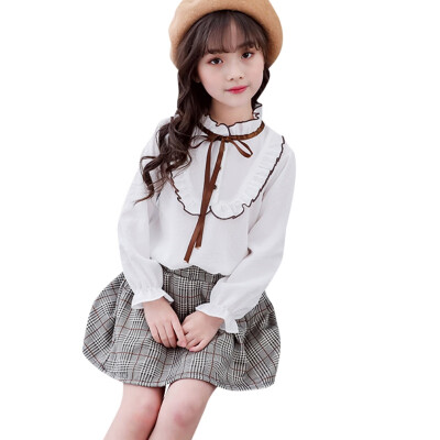 

Spring Autumn Casual Fashion Baby Girl Solid Color Long Sleeve Shirt Kids Blouse