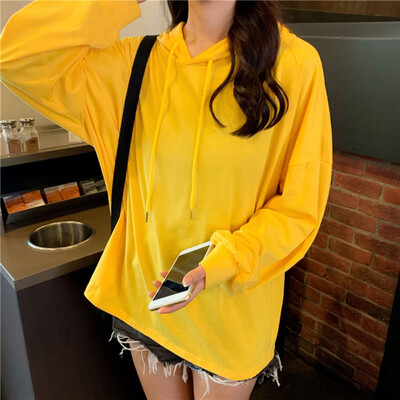 

Women Sweaters Fashion Casual Solid Hooded Sweater Female Long Sleeve Korean Chic Soft Jumpers Sweater Ladies