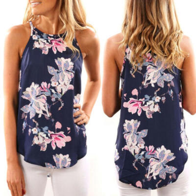 

Women Summer Sleeveless Boho Floral Loose Tank Top Lady Cami Vest T-shirt Blouse