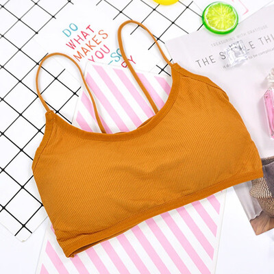 

Women Crop Tops Camisole Camis Solid Colors Bralette Underwear Strappy Padded Bra Tops Cotton Vest Tank Top