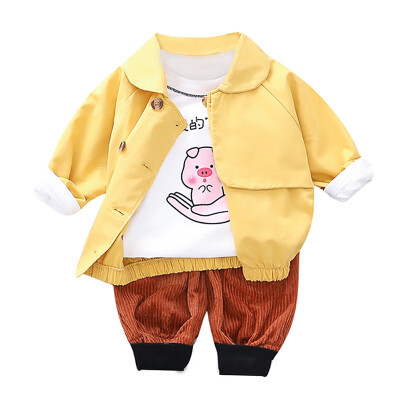 

Autumn Baby Boy Girl Cute Long Sleeve Cartoon Print T-shirt Sweatshirt Trousers Casual Outfits Sets