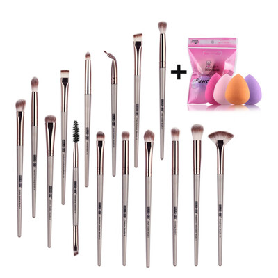 

15pcs Eye Cosmetic Brush With 4pcs Drop-shaped Powder Puff Soft Makeup Brush Makeup Set NEW