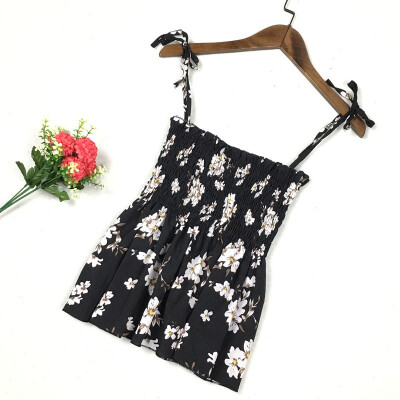 

Women Halter Shirts Tanks Top Summer Beach Clothing Spaghetti Strap Floral Print Chiffon Shirt Vest Blouses Crop Top Sexy Top UJ