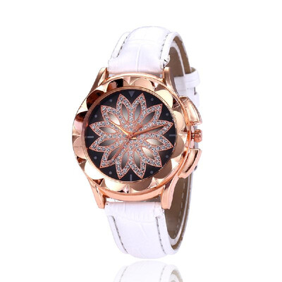 

Women Rhinestone Watches Lady Diamond Dress Watch Leather Band Big Dial Wristwatch Crystal Watch