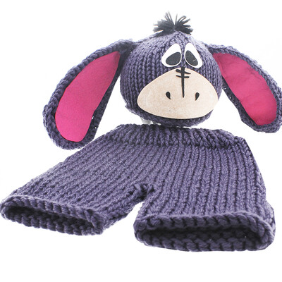 

Navy Blue Cartoon Animals Handmade Crochet Wool Knitted Photo Outfits Prop for Newborn Baby