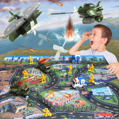 

YIWULASpecial Forces Police- Car Catapult Aircraft Worker Game Pad Toys 31 Pieces