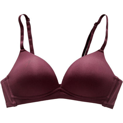 

Women Gathered Bra Ladies Simple 34 Cup Solid Color Deep V-neck Rimless Underwear Bra For Women