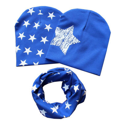 

Baby Spring Hat Scarf Kids Hat Children Scarf-collar Boys Girls Warm Beanies Star Print Infant Hats Sets