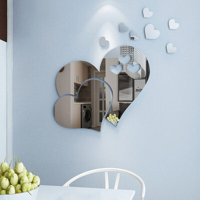 

5 Colors 3D Heart-shaped Mirror Sticker Unique DIY Mirror Sticker Room Art Mural Wall Household Decoration