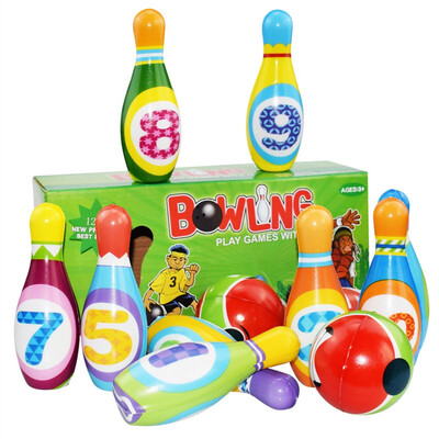 

〖Follure〗Bowling Set Toy 10 Colorful Soft Foam Bowling Pins 2 Ball Indoor Toys Toss