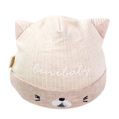 

Baby fetal cap girl spring cute cartoon triped rabbit ear pullover hat cotton cartoon bear cap for 0-8M