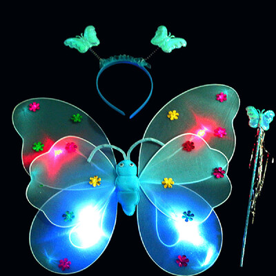 

Siaonvr 3pcsSet Girls Led Flashing Light Wing Wand Headband Costume Toy
