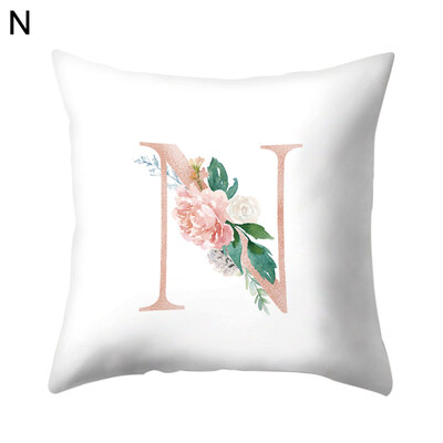 

English Letter Leaf Flower Pillow Case Cushion Cover Sofa Bed Car Office Decor