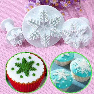 

Siaonvr 3Pcs Snowflake Cake Decorating Fondant Plunger Cutters Mold Mould Cookies Tools