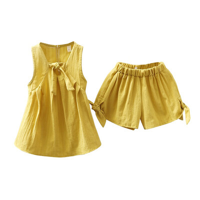 

Girls Clothing Sets New Summer Girls Clothes Sleeveless T-shirtShorts 2Pcs Kids Clothing Sets For 1-4 Years
