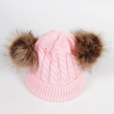

Beanies Baby Hat Pompon Winter Children Hat Knitted Cute Cap For Girls Boys Casual Solid Color Girl Hat Baby Beanies Keep warm
