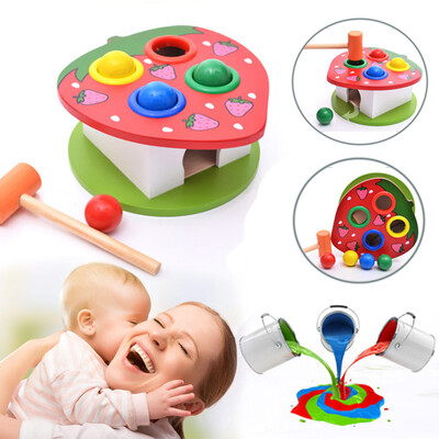 

YIWULAEducational Toys Wooden Hammering Ball with Hammer Box Color Cognitive Toy