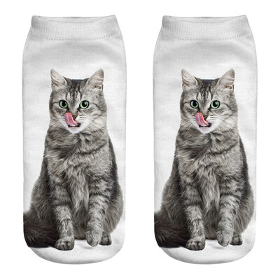

1Pair Women Low Cut Ankle Socks Funny Socks Cat Cartoon 3D Printing Socks Cotton Hosiery Printed Socks