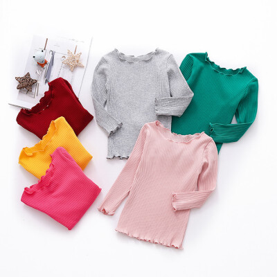 

Autumn Baby Girls Clothes Long Sleeve Solid T-shirt Kids Tops Cotton T-shirts Casual Blouse Spring