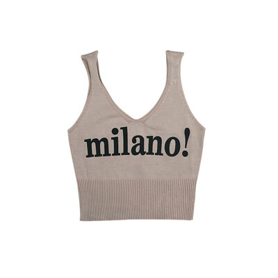 

Women Tank Tops Camis Skinny Casual Letter Printing Camisole Knitted Sleeveless Crop Top Shirt Ladies Street Fashion Cropped Top