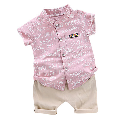 

Summer Suit Baby Boys Casual Short Sleeve Letters Print T-shirt TopsShorts Costume Set