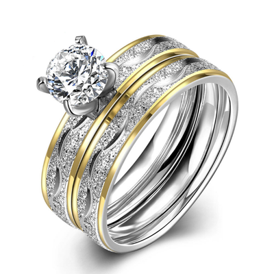 

Fashion Titanium Steel Ring Set Non Fading Anti Allergy Exquisite Double Layer Rings Luxury Zircon Diamond Ring