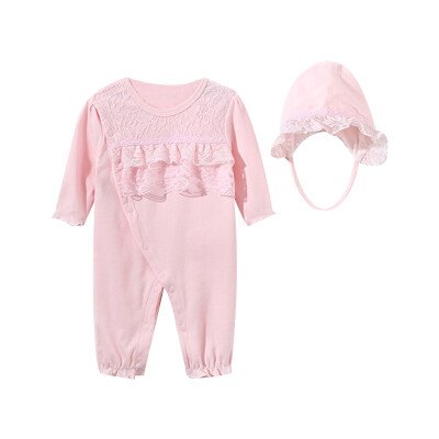 

Newborn Baby Girl Clothes Lace Romper Clothing Set Jumpsuit Hat 2pcs Cute Infant Girls Rompers