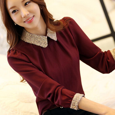 

Women Chiffon Blouse elegant slim long-sleeve female basic shirt Women Clothing Tops
